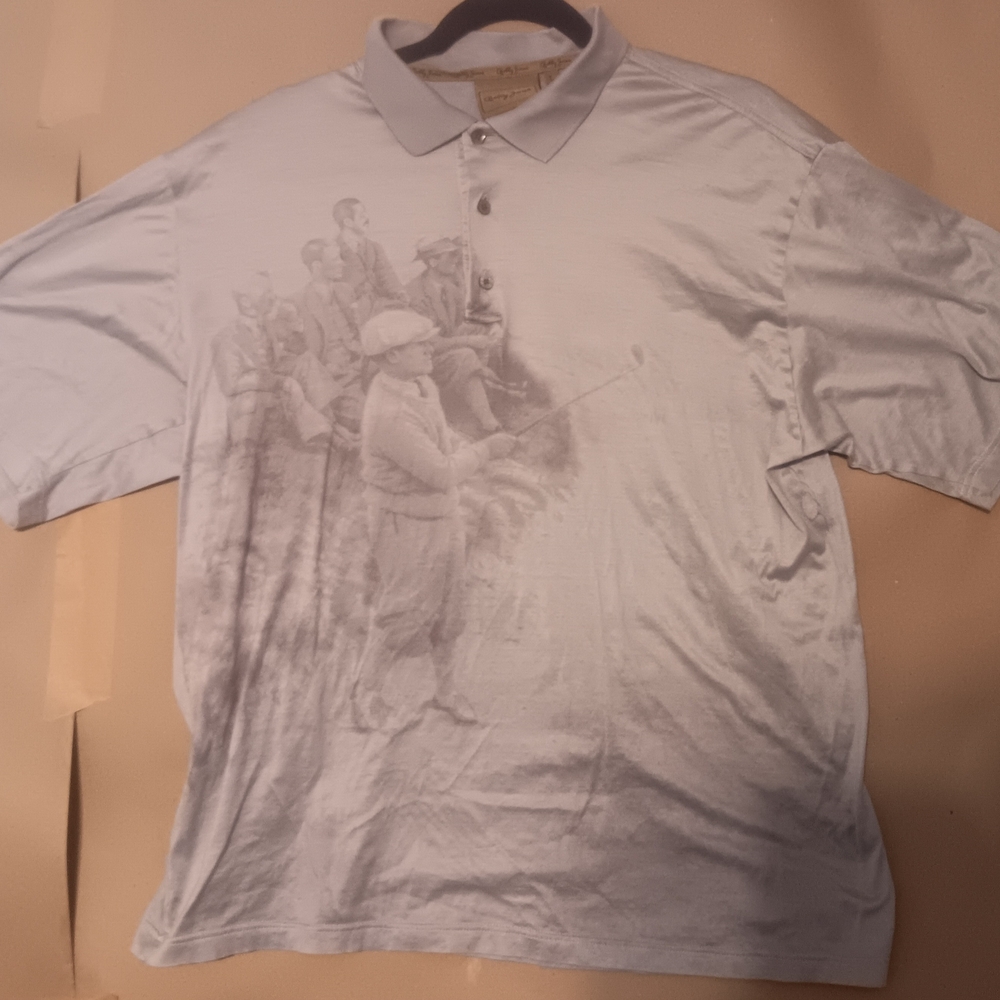 Bobby Jones Light Gray Polo Shirt with Golf Print (58)